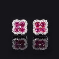 ZIRAVE Jewelry Four-Leaf Clover Simulated Gemstone Stud Earrings