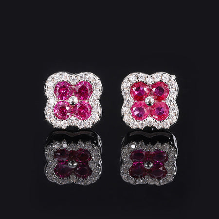 ZIRAVE Jewelry Four-Leaf Clover Simulated Gemstone Stud Earrings