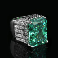 ZIRAVE Jewelry Vintage-Style Faux Green Diamond Wide Band Ring