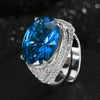 ZIRAVE Jewelry Oval Colorful Gemstone Multi-Layer Pave Adjustable Ring