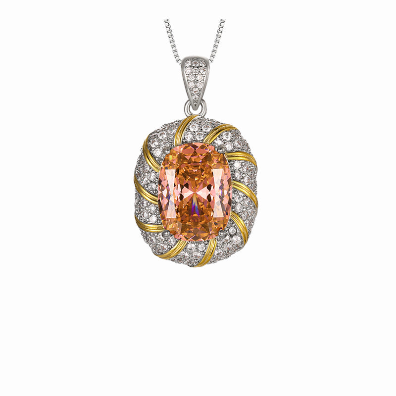ZIRAVE Jewelry Two Tone Wrapped Pink Orange Sapphire Simulant Jewelry Set (Copy)