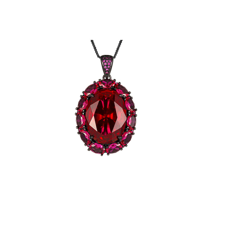 ZIRAVE Jewelry Imitation Ruby & Blue Spinel Light Luxury Necklace