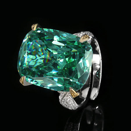 ZIRAVE Jewelry Two-Tone Gold Simulated Paraiba Gemstone  Ring