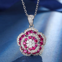 ZIRAVE Jewelry Vintage Simulated Ruby Camellia Necklace