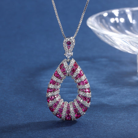 ZIRAVE Jewelry Simulation Pigeon Blood Red Sapphire Necklace