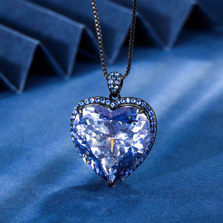ZIRAVE Jewelry Titanic Heart of the Ocean Heart-Shaped Gemstone Necklace