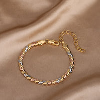 ZIRAVE Jewelry Tri-Color Copper Gold Plated Curb Chain Adjustable Bracele