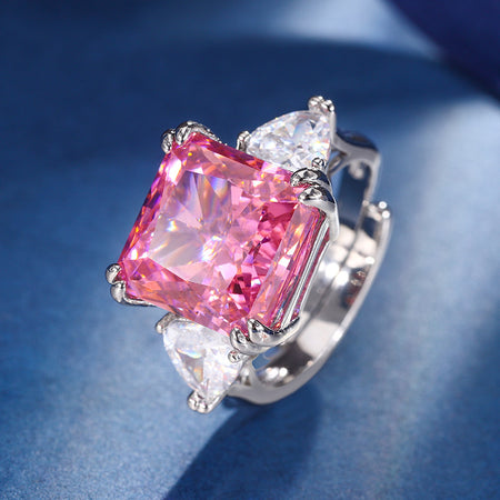 ZIRAVE Jewelry Vintage Simulated Pink Diamond Cushion Ring