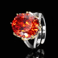 ZIRAVE Jewelry Vintage Simulated Orange Paraiba Two-Tone Ring