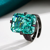 ZIRAVE Jewelry Parra Green Square Diamond Black Gold Ring