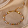 ZIRAVE Jewelry Tri-Color Copper Gold Plated Smooth Round Bead Dainty Adjustable Bracelet