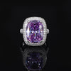ZIRAVE Jewelry Radiant-Cut Faux Purple Diamond Pave 3-Piece Jewelry Set (Necklace, Ring & Earrings)