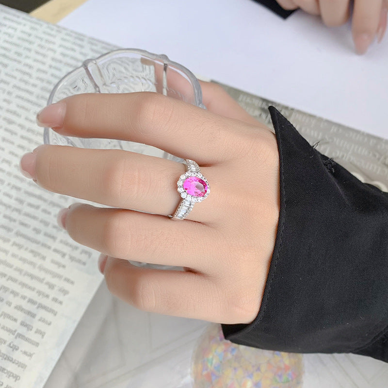 ZIRAVE jewelry simulation color treasure corundum retro oval ring