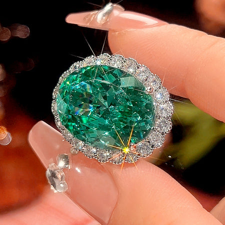 ZIRAVE Jewelry Simulation Pala Green Ring in White Gold