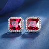 ZIRAVE Jewelry  3-Color Cushion-Cut Gemstone Double Halo Jewelry Set (Necklace + Ring + Earrings)
