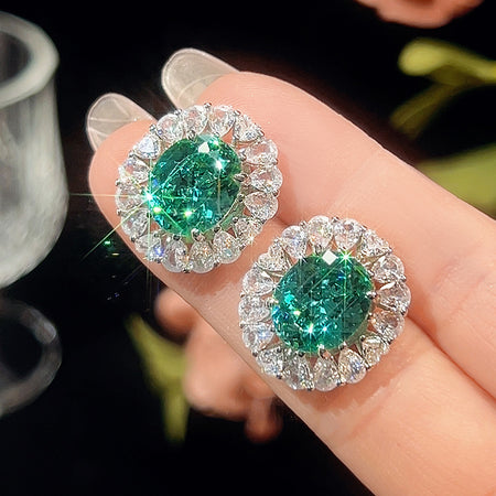 ZIRAVE JewelryVintage Simulated Paraiba Floral Halo Earrings