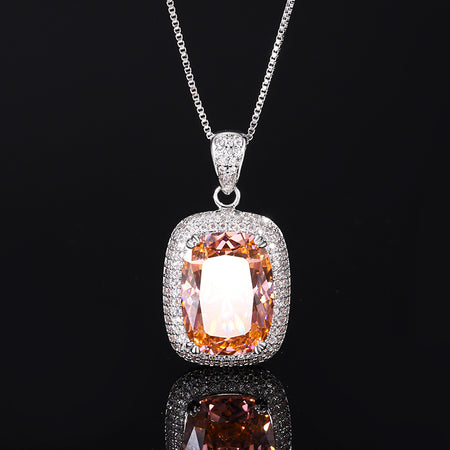 ZIRAVE Jewelry Vintage Simulated Morganite Cushion Halo Nicklace