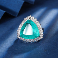 ZIRAVE Jewelry Triangle-Cut Faux Paraiba Tourmaline Ring
