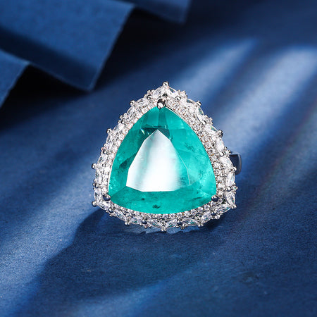 ZIRAVE Jewelry Triangle-Cut Faux Paraiba Tourmaline Ring