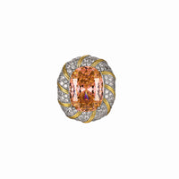 ZIRAVE Jewelry Two Tone Wrapped Pink Orange Sapphire Simulant Ring