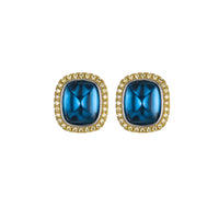 ZIRAVE Jewelry Imitation Blue Spinel Sugarloaf Vintage Earrings