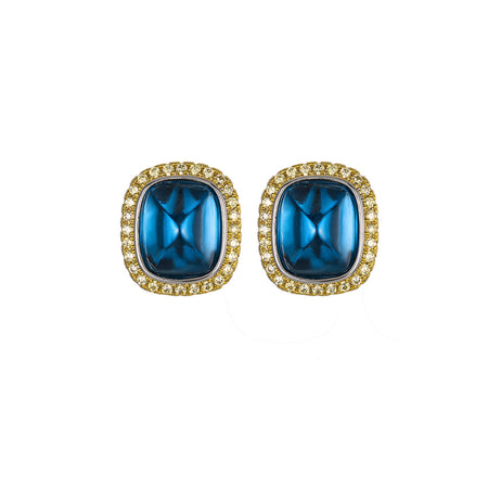 ZIRAVE Jewelry Imitation Blue Spinel Sugarloaf Vintage Earrings