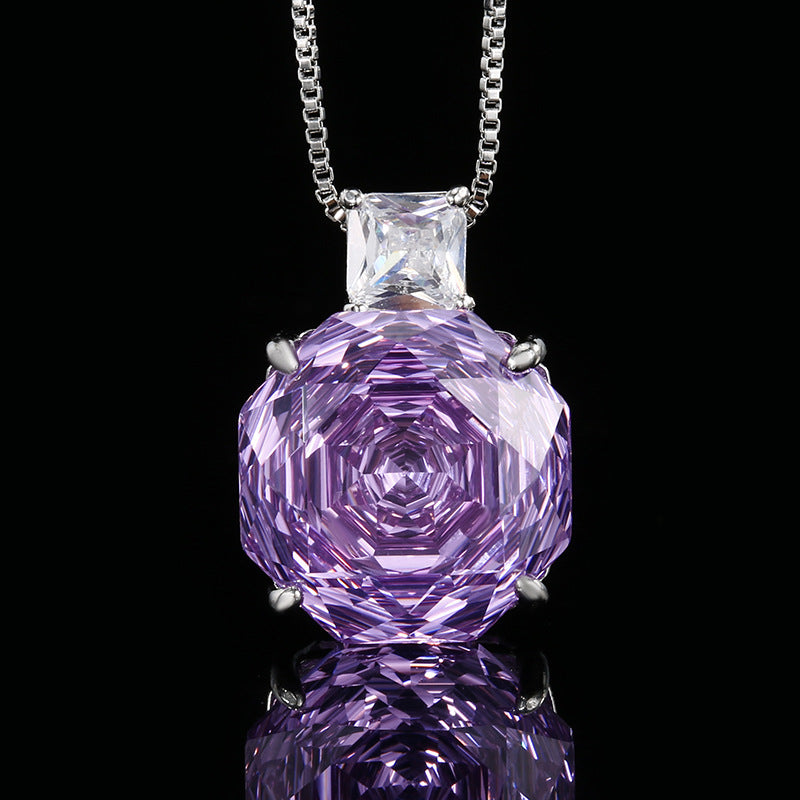 ZIRAVE Jewelry Rose-Cut Faux Purple Diamond Necklace