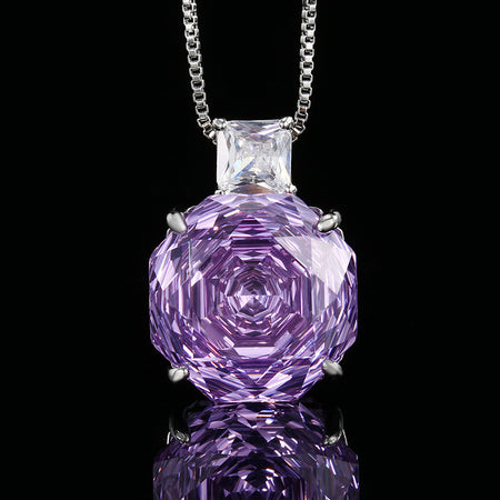 ZIRAVE Jewelry Rose-Cut Faux Purple Diamond Necklace