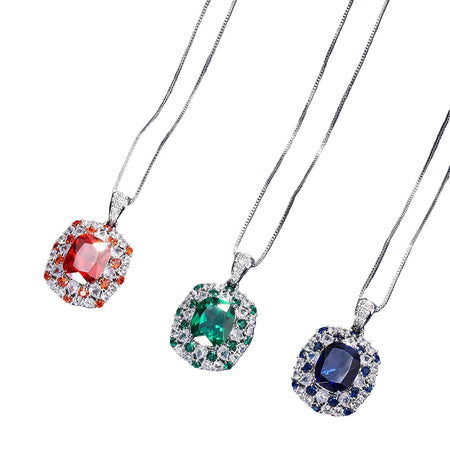 ZIRAVE jewelry simulation color treasure fat square color  pendant