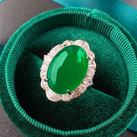 ZIRAVE Imitation Green Agate Plain Jade Ring