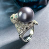 ZIRAVE Jewelry Panther Head Pearl Adjustable Ring (Two Color Options)