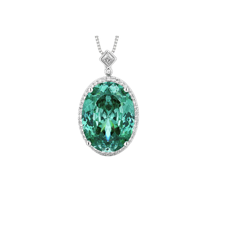 ZIRAVE Jewelry Faux Paraiba Green Jewelry Fashion Light Luxury Necklace