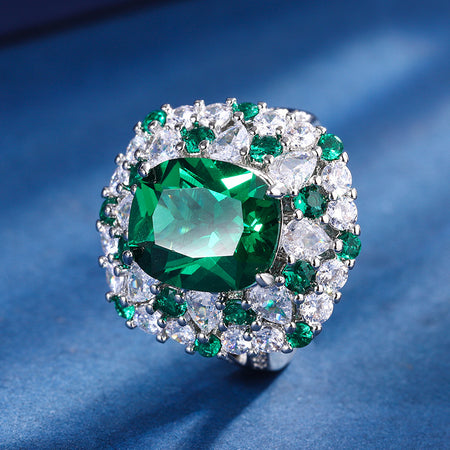 ZIRAVE jewelry simulation color treasure fat square color diamond set