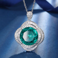 ZIRAVE Jewelry Emerald-Style Clover Halo 4-Piece Necklace