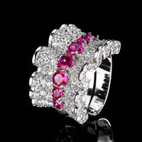 ZIRAVE Jewelry Wave Halo Faux Gem Wide Open Ring (2 Colors Available)