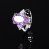 ZIRAVE Jewelry Two-Tone Accented Oval Gemstone Adjustable Ring, 4 Colors Available