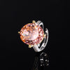 ZIRAVE Jewelry Two-Tone Gold Oval Gemstone Large Center Adjustable Ring (Multi-Color Options)