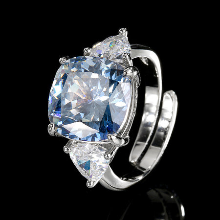 ZIRAVE Jewelry Vintage Simulated Blue Diamond Cushion Ring