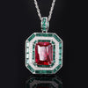 ZIRAVE Jewelry Art Deco Style Faux Gem Halo Pendant Necklace (Multi-Colors Available)