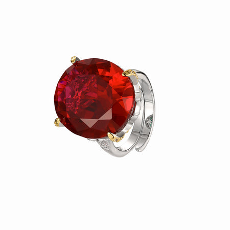 Zirave Jewelry Two-Tone 4-Prong Large Oval Simulated Gemstone Adjustable Ring