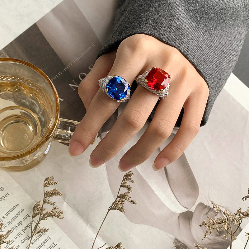 ZIRAVE jewelry simulation corundum retro ring