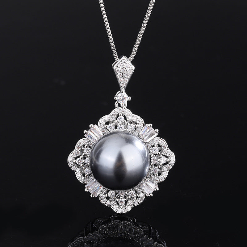 ZIRAVE Jewelry Grey Pearl Necklace