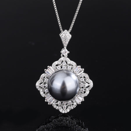 ZIRAVE Jewelry Grey Pearl Necklace