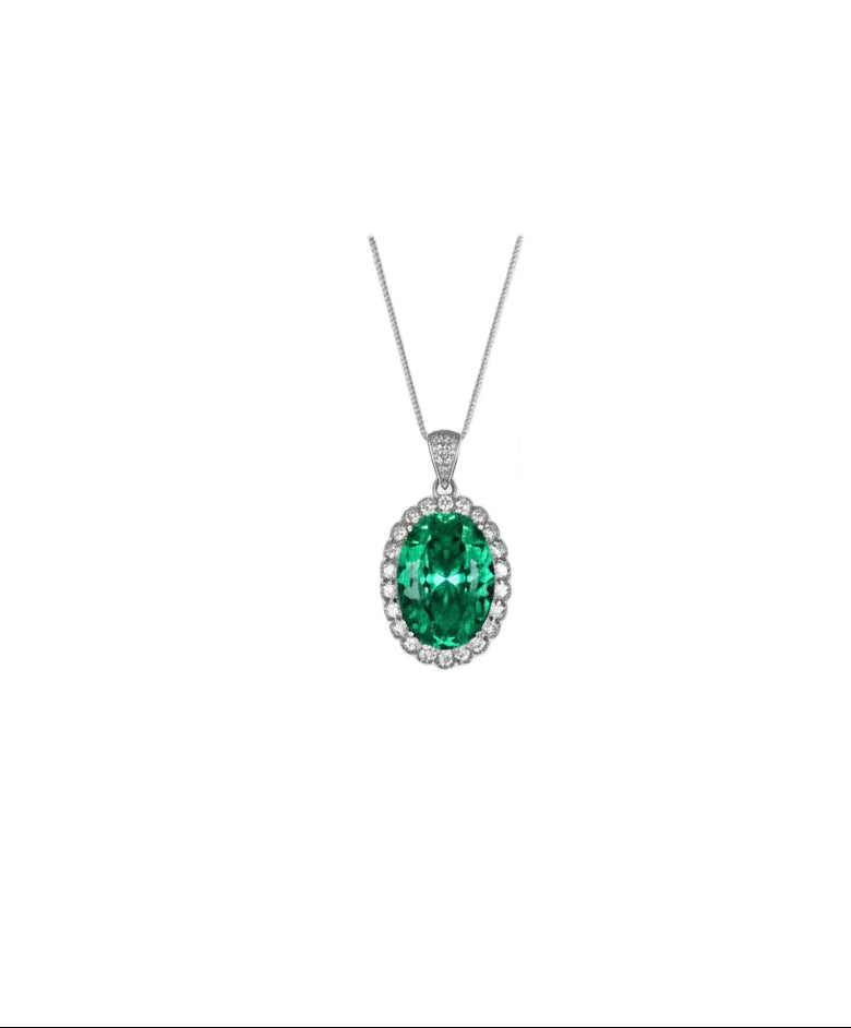 ZIRAVE Jewelry Simulation Platinum Parra Green Pendant with Chain