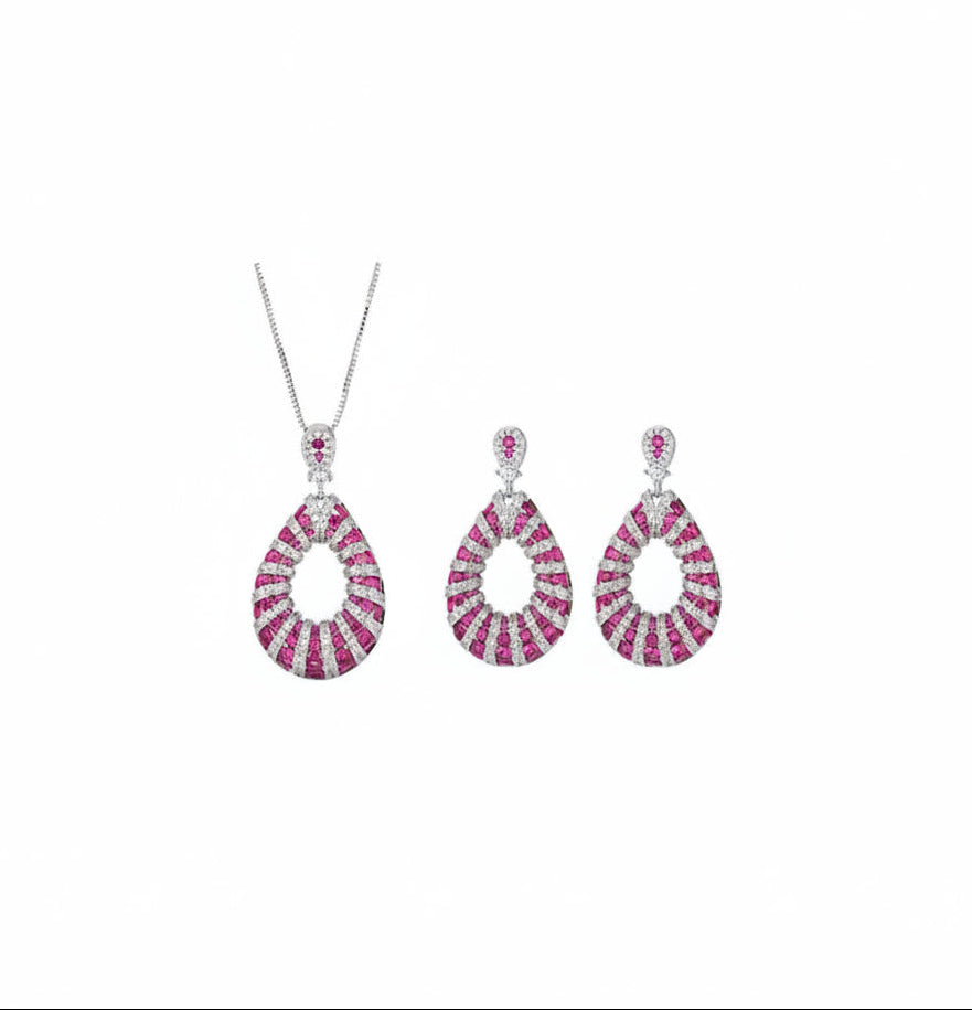 ZIRAVE Jewelry Simulation Pigeon Blood Red Sapphire Jewelry Set