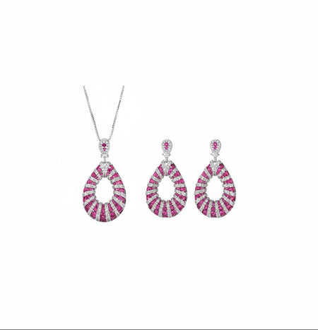 ZIRAVE Jewelry Simulation Pigeon Blood Red Sapphire Jewelry Set