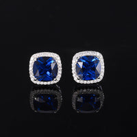 ZIRAVE Jewelry Women's Retro Imitation Blue Spinel Square SimpleEarrings