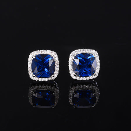 ZIRAVE Jewelry Women's Retro Imitation Blue Spinel Square SimpleEarrings