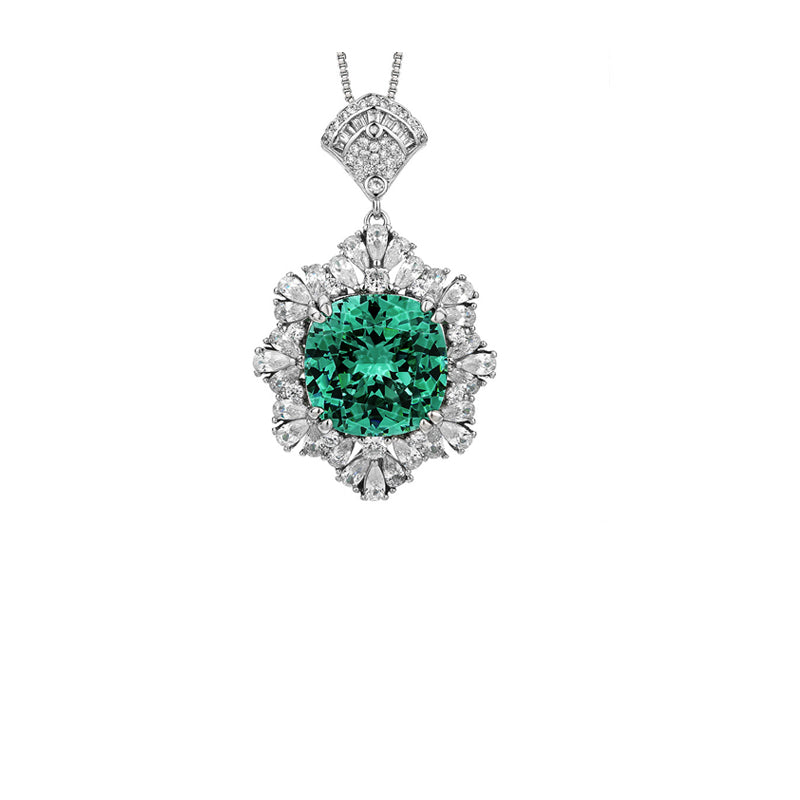 ZIRAVE Jewelry Faux Paraiba Green Fashion Pendant Necklace