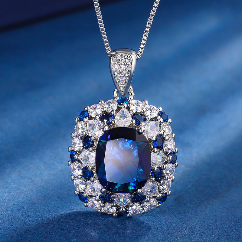 ZIRAVE jewelry simulation color treasure fat square color  pendant